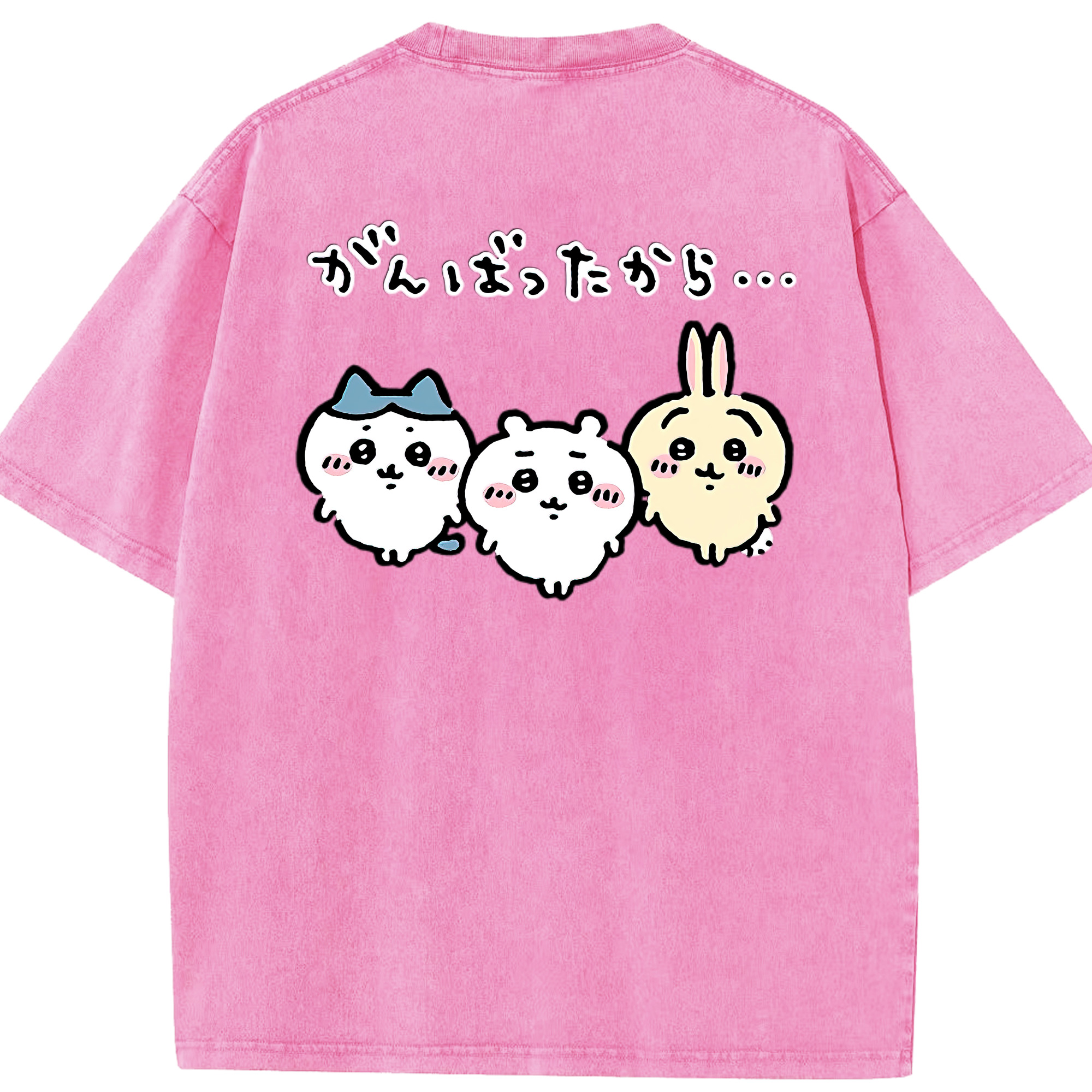 （画像用） ちいかわ ハチワレ Chii-kawa hachiware 綿100% ヴィンテージ風 半袖Tシャツ（背面プリント）